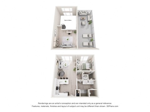 Floor plan for 1 bed, 1 bath, 1040 sqft